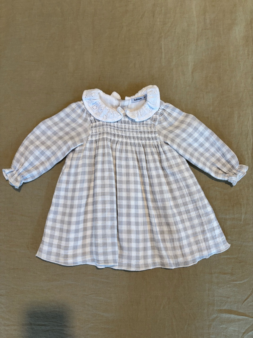 Babidu Gingham Long-Sleeve Dress